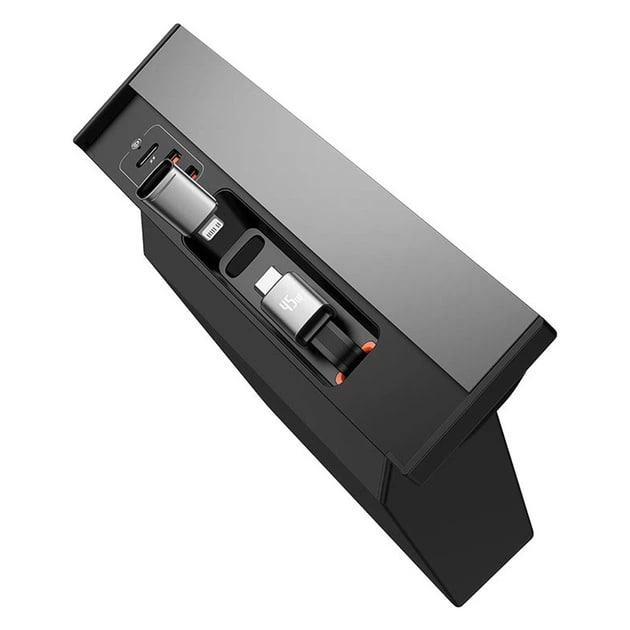 Концентратор USB Хаб Док станция для Tesla Model 3 Model Y Baseus T-Space Series 45W 2USB + 2Type-C со встроенным кабелем 45 Вт (B00051300111-00) Black - изображение 4