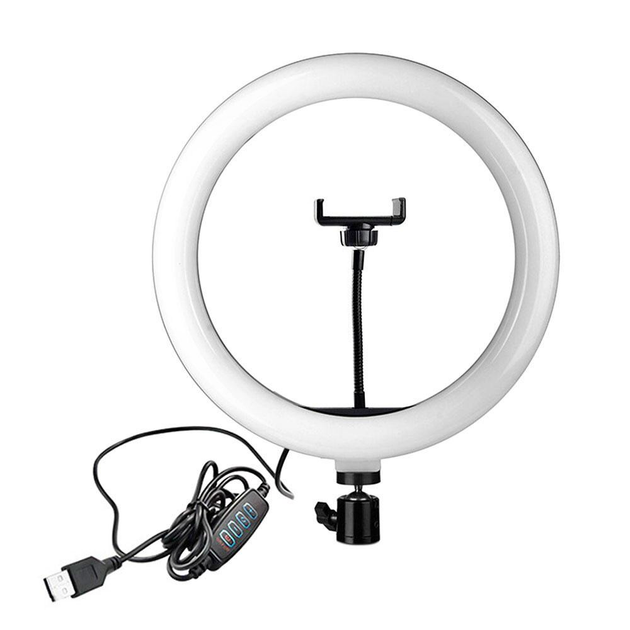 Лампа для селфі кільцева QX-300 USB LED RGB 30см з підставкою триподом АВС - Фото 4 Лампа для селфі кільцева QX-300 USB LED RGB 30см з підставкою триподом АВС - изображение 4