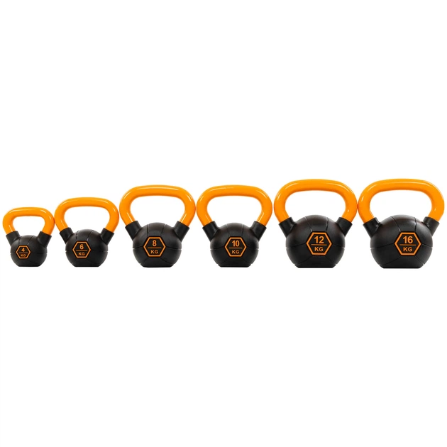 Гиря тренировочная цельная обрезиненная с окрашенной ручкой LiveUp Urethane competition kettlebell UAZE5336-6 6кг (чугун, черный-оранжевый) - Фото 7 Гиря тренировочная цельная обрезиненная с окрашенной ручкой LiveUp Urethane competition kettlebell UAZE5336-6 6кг (чугун, черный-оранжевый) - изображение 7
