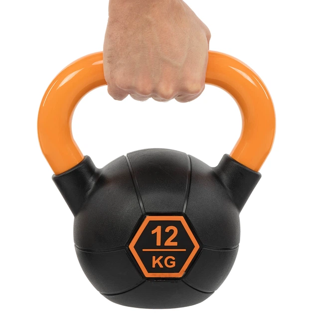 Гиря тренировочная цельная обрезиненная с окрашенной ручкой LiveUp Urethane competition kettlebell UAZE5336-12 12кг (чугун, черный-оранжевый) - изображение 8