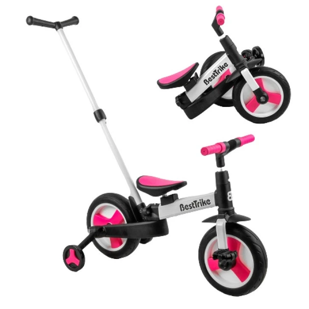 Велосипед-трансформер (беговел) с родительской ручкой Best Trike 55475 Бело-розовый - Фото 2 Велосипед-трансформер (беговел) с родительской ручкой Best Trike 55475 Бело-розовый - изображение 2