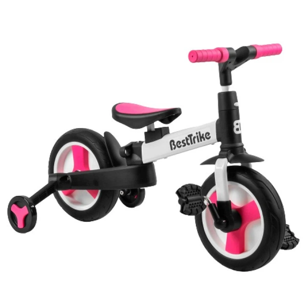 Велосипед-трансформер (беговел) с родительской ручкой Best Trike 55475 Бело-розовый - Фото 5 Велосипед-трансформер (беговел) с родительской ручкой Best Trike 55475 Бело-розовый - изображение 5