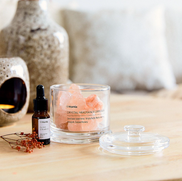 Zestaw zapachowy HOMLA Serenity Olejek zapachowy Quinice & Blueberry 10 ml + Naturalne kryształy 210 g (5906496719271) - obraz 3