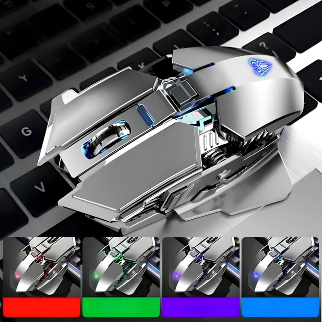 Мышь игровая AULA SC300 беспроводная с регулируемой RGB подсветкой, аккумулятором и 3200 DPI, серый - Фото 7 Мышь игровая AULA SC300 беспроводная с регулируемой RGB подсветкой, аккумулятором и 3200 DPI, серый - изображение 7