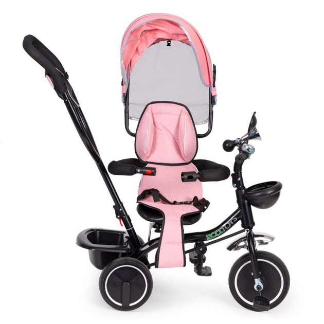 Триколісний велосипед EcoToys з поворотним сидінням і дашком JM-066-9 Рожевий (5903769974146) - зображення 4