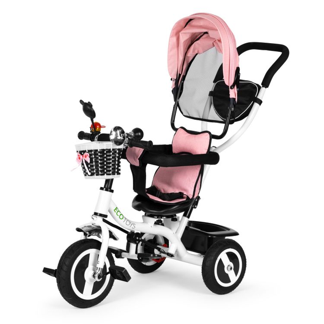 Триколісний велосипед EcoToys з поворотним сидінням і дашком JM-066-9L Рожевий (5903769974115) - зображення 2