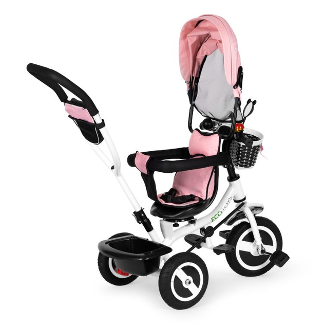 Триколісний велосипед EcoToys з поворотним сидінням і дашком JM-066-9L Рожевий (5903769974115) - зображення 4