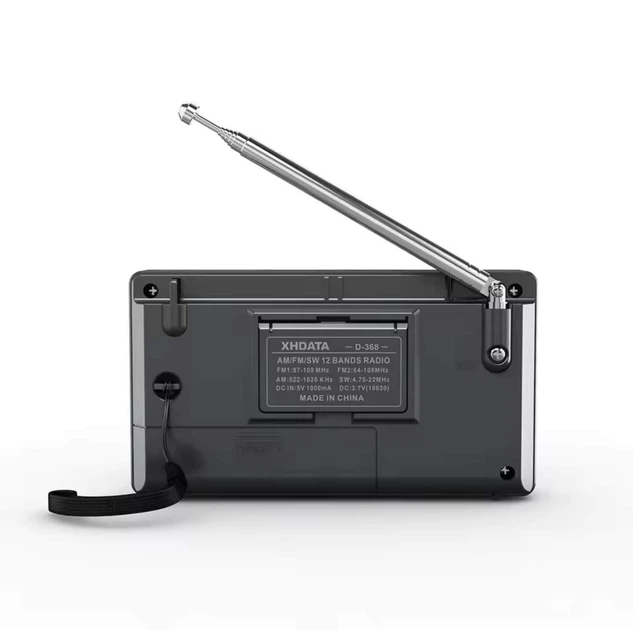 Портативний STEREO радіоприймач XHDATA з акумулятором Радіо FM АM SW / Bluetooth / TF карта / USB / MP3-плеєр / Black - Фото 10 Портативний STEREO радіоприймач XHDATA з акумулятором Радіо FM АM SW / Bluetooth / TF карта / USB / MP3-плеєр / Black - зображення 10