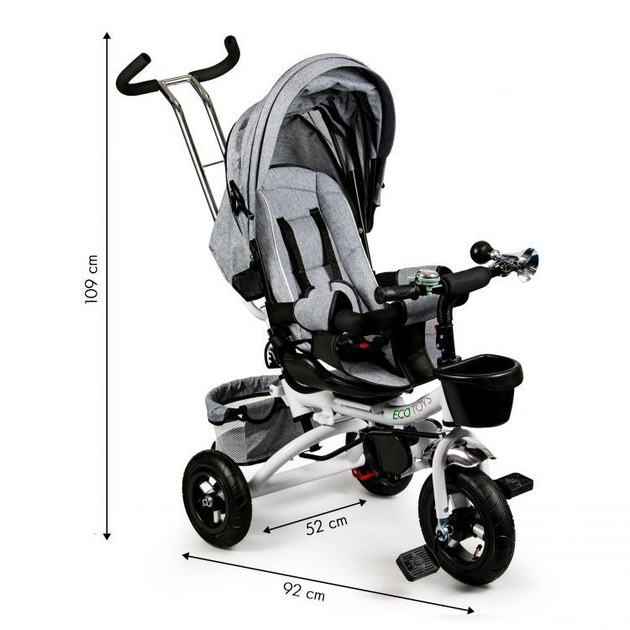 Триколісний велосипед EcoToys Delux 360° JM-068-17 Сірий (5903089063324) - зображення 13
