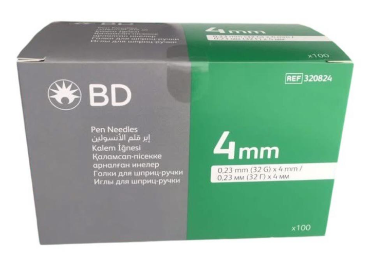 Голки для інсулінових ручок "BD Microfine Thin Wall" 4 мм (32G x 0,23 мм), 100 шт. - зображення 1