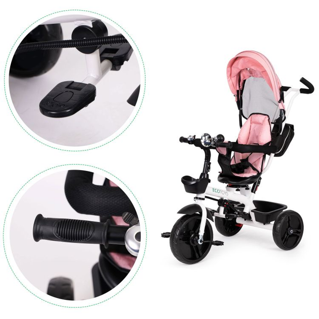 Rowerek trójkołowy EcoToys z obracanym siedziskiem 360° JM-322 Różowy (5903769974221) - obraz 5