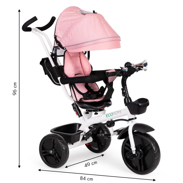 Rowerek trójkołowy EcoToys z obracanym siedziskiem 360° JM-322 Różowy (5903769974221) - obraz 9