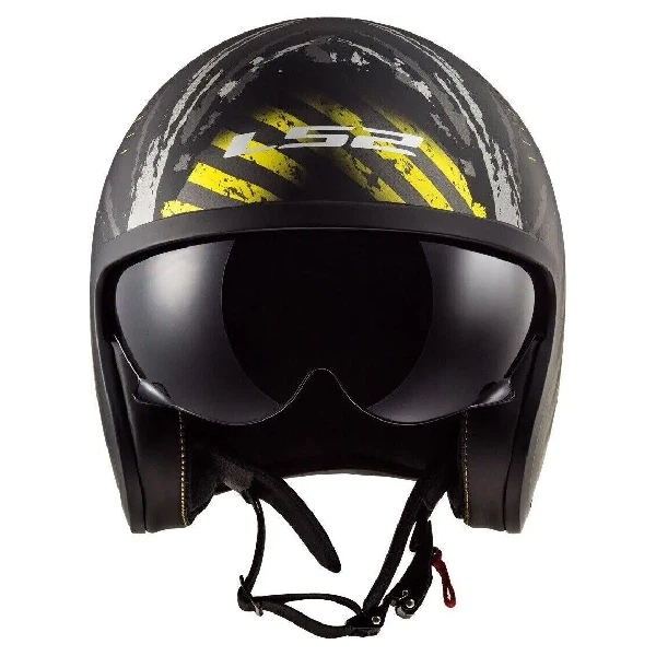 Мотошолом LS2 OF599 Spitfire Garage Matt Black Yellow - S - зображення 2