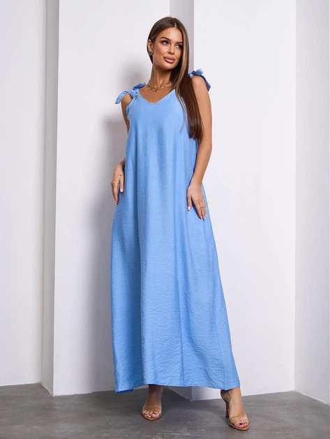 Сарафан женский ISSA PLUS 15156 XL Голубой (issa2007682714476) - Фото 1 Сарафан женский ISSA PLUS 15156 XL Голубой (issa2007682714476) - изображение 1