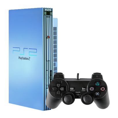Набор Консоль Sony PlayStation 2 Limited Edition Chip Aqua Blue Б/У + Геймпад Проводной RMC Black - Фото 1 Набор Консоль Sony PlayStation 2 Limited Edition Chip Aqua Blue Б/У + Геймпад Проводной RMC Black - изображение 1