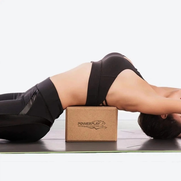 Йога-блок ( цеглина ) PowerPlay PP_4006 з пробкового дерева Cork Yoga Block - изображение 5