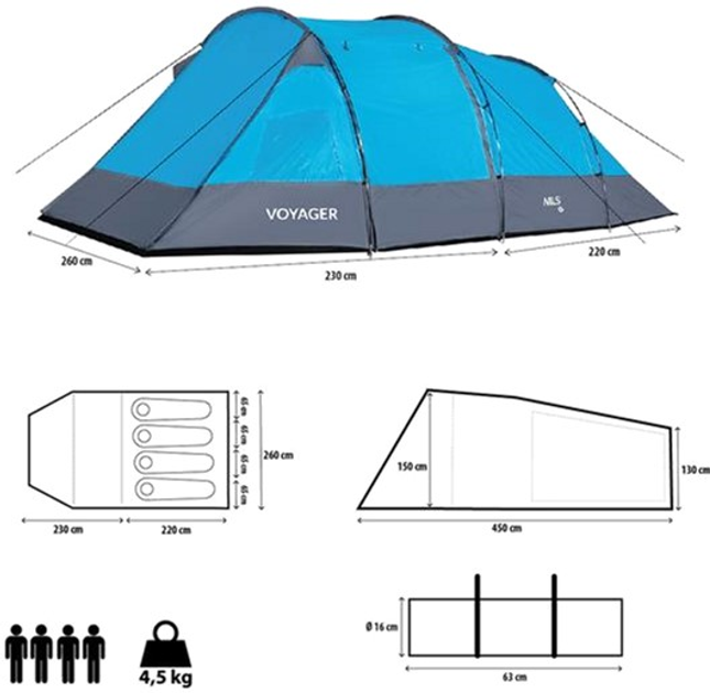 Namiot Nils Camp NC3027 kempingowy voyager (5907695523218) (955555910306677) - Outlet - obraz 8