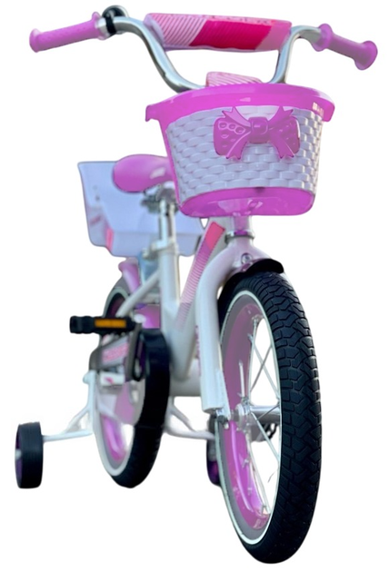 Дитячий велосипед з кошиком на кермі та бічними колесами Crosser Kids Bike 14" Рожевий - зображення 4