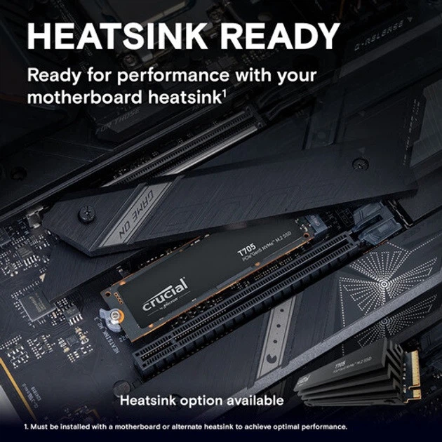 Накопитель SSD Crucial T705 2 TB (CT2000T705SSD5) + Heatsink - Фото 2 Накопитель SSD Crucial T705 2 TB (CT2000T705SSD5) + Heatsink - изображение 2