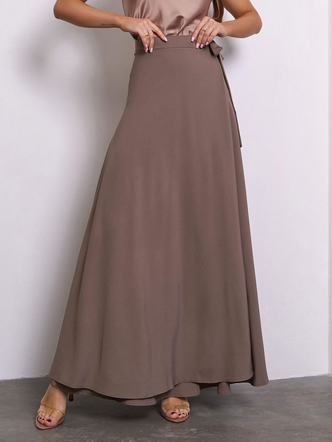 Акція на Спідниця довга літня жіноча ISSA PLUS 14769A 3XL Коричнева від Rozetka
