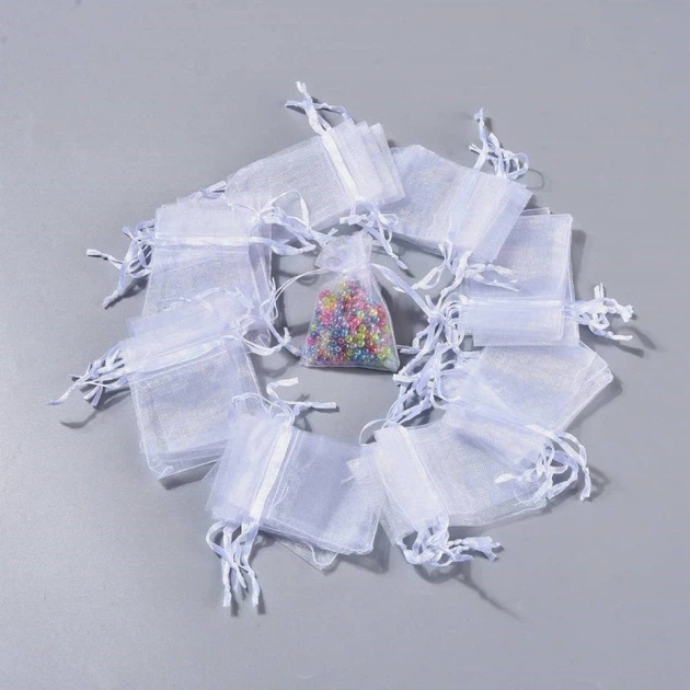 Подарочный Мешочек из Органзы Прозрачный, Белый, 7x5см, 10 шт - изображение 4