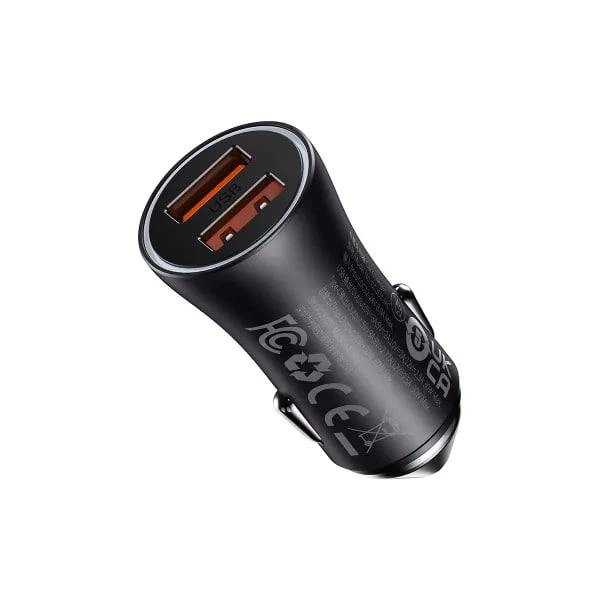 Автомобильное зарядное устройство Зарядка в авто Baseus Golden Contactor Max 60W 2USB Быстрая зарядка QC 3.0 (CGJM000013) Grey - изображение 6