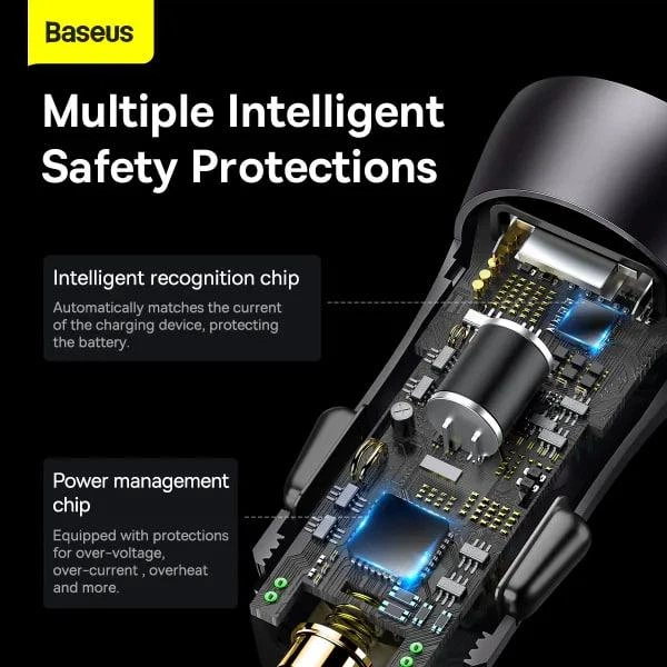 Автомобильное зарядное устройство Зарядка в авто Baseus Golden Contactor Max 60W 2USB Быстрая зарядка QC 3.0 (CGJM000013) Grey - изображение 12