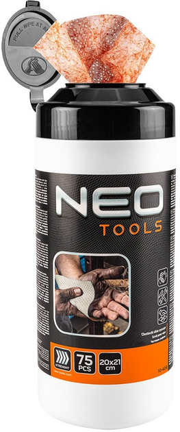 Абразивні серветки NEO Tools для миття рук і очищення поверхонь та інструментів 75 шт 10-408 (5907558467222) - зображення 2