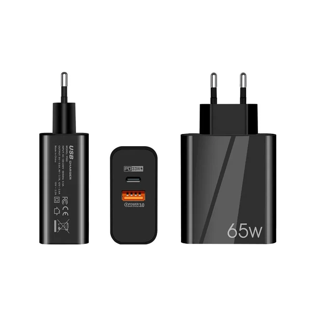 Швидка зарядка 65 Вт USB Type-C PD QC AC Prof F002 - зображення 2