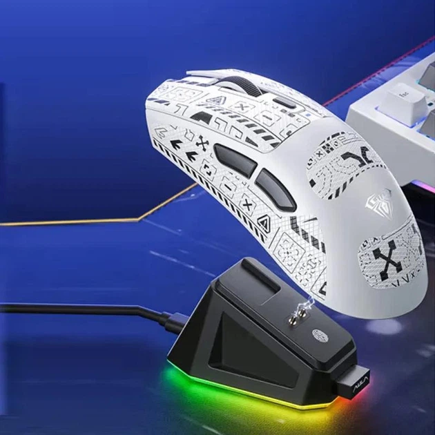 Геймерська акумуляторна бездротова (2,4G) миша AULA SC380, Three Mode, RGB Magnetic Base WHITE/ БІЛА (SC380W) - Фото 1 Геймерська акумуляторна бездротова (2,4G) миша AULA SC380, Three Mode, RGB Magnetic Base WHITE/ БІЛА (SC380W) - зображення 1