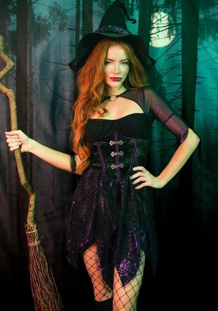 Костюм ведьмы Leg Avenue Mystical Witch XL платье и шляпа SO9335 Фиолетовый - изображение 5