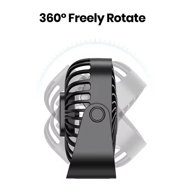 Портативный USB мини-вентилятор Topk с вращением на 360° Черный - изображение 2