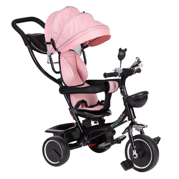 Триколісний велосипед EcoToys з поворотним сидінням і дашком JM-066-9 Рожевий (5903769974146) - зображення 1