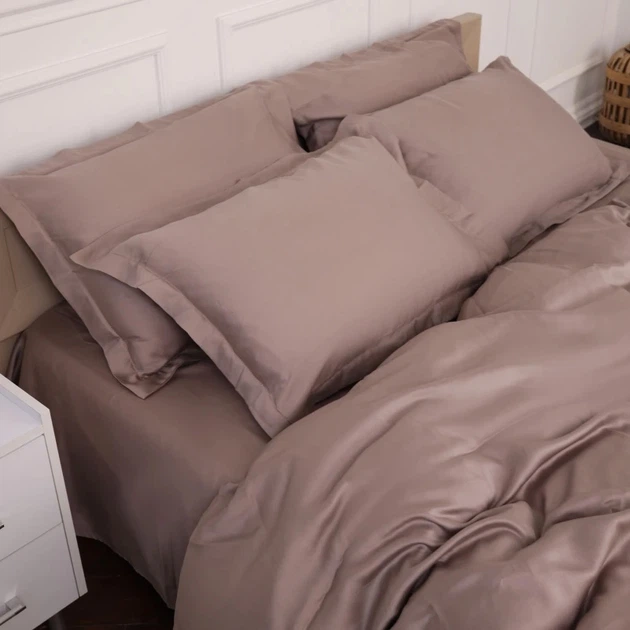 Комплект постельного белья MirSon евро 200x220 см 08 Beige Tencel (2200009637155) - изображение 8