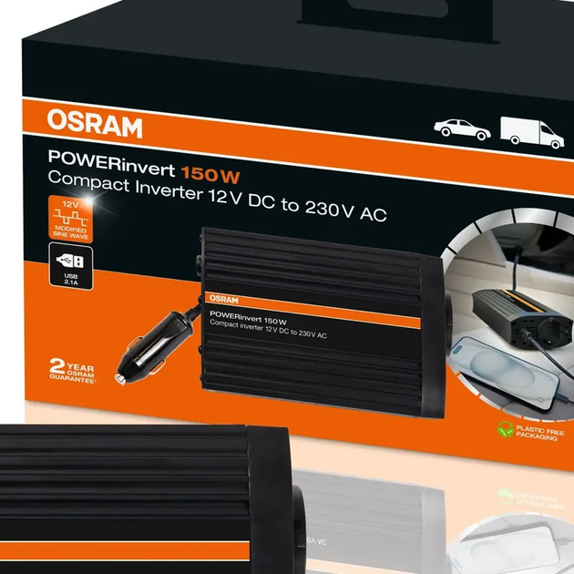 Автомобільний інвертор OSRAM 12/230В 150 Вт OEINVU150 Модифікована синусоїда (4062172406574) - зображення 3