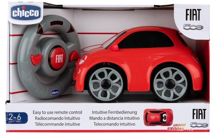 Zdalnie sterowany samochodzik z kierownicą Chicco FIAT 500 Czerwony (8058664162451) - obraz 2