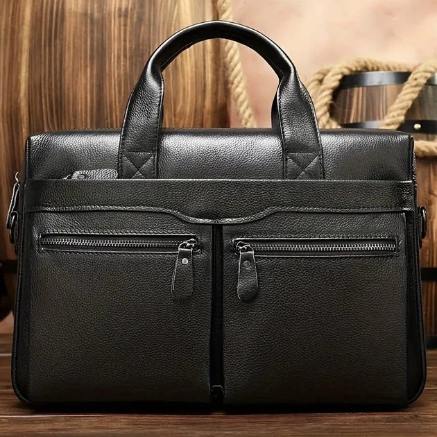 Мужская сумка для офиса 39x28×8, портфель папка для ноутбука и бумаг SK N76955 черный - изображение 10