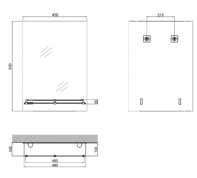 Дзеркало настінне Zerix SANSA MRZ04-450x600x100 прямокутне з полицею та декором (ZX5626) - зображення 2