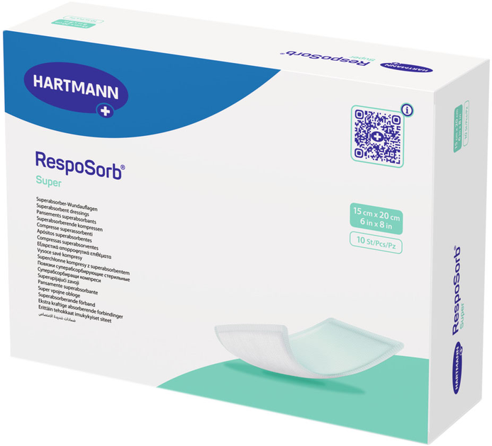 Суперабсорбуючі пов'язки Hartmann RespoSorb Super 15х20 см 10 шт (6850225) - зображення 1