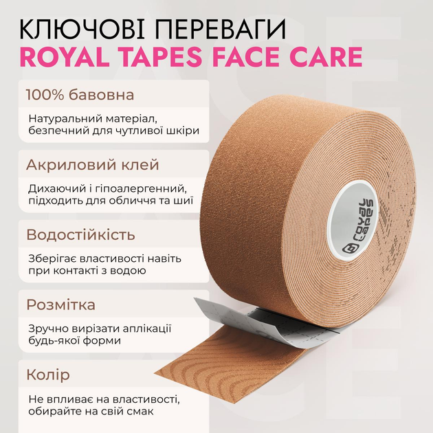 Тейп для обличчя Royal Tapes face care Тілесний - зображення 2