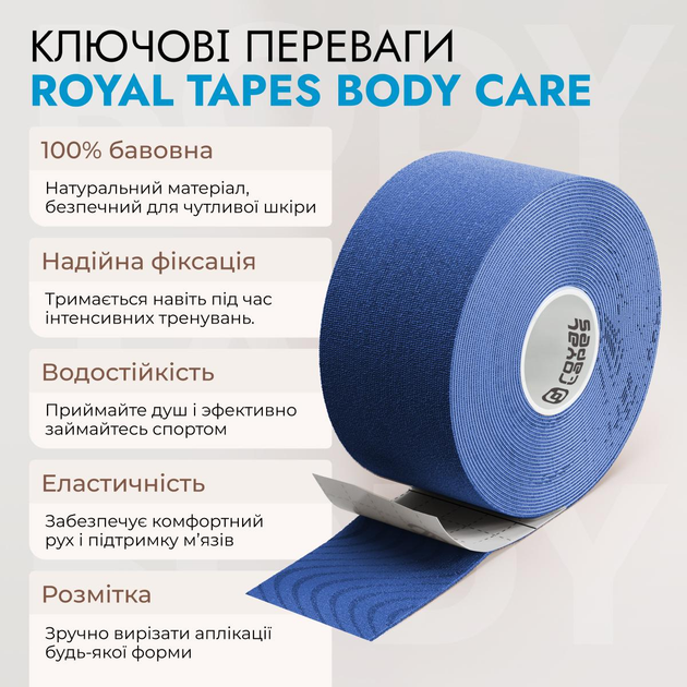 Кінезіо Тейп Royal Tapes body care Синій - зображення 2