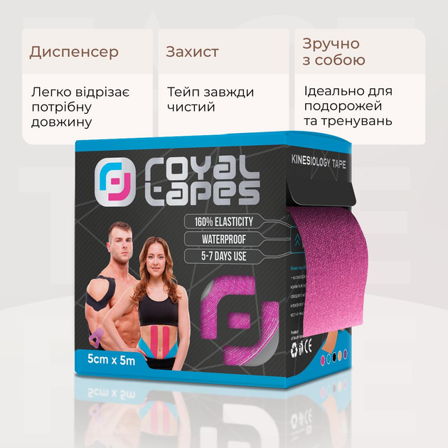 Кинезио тейп Royal Tapes body care Розовый - изображение 3