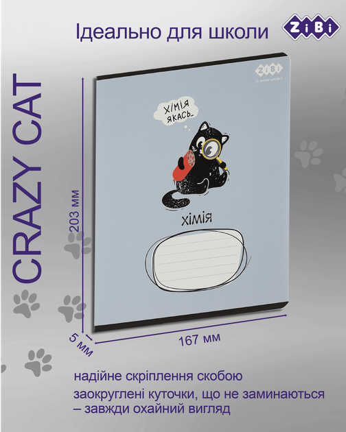 Набір предметних зошитів ZiBi Crazy Cat 48 аркушів у клітинку 8