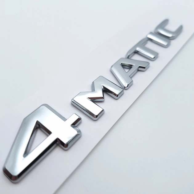 Емблема напис 4matic Mercedes Benz плоска (ABS, хром, глянець) 14.0*2.2 см - зображення 3
