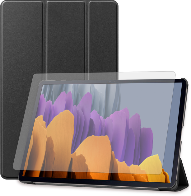Чехол для планшета Airon Premium для Samsung Galaxy TAB S7+/S8+ (t970/975/X800/X806) с защитной пленкой и салфеткой Black (4821784622502) - изображение 2