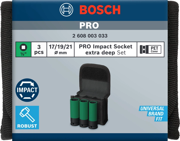Zestaw nasadek udarowych Bosch PRO Extra Deep 3 szt 1/2" 85 mm (2608003033) - obraz 4