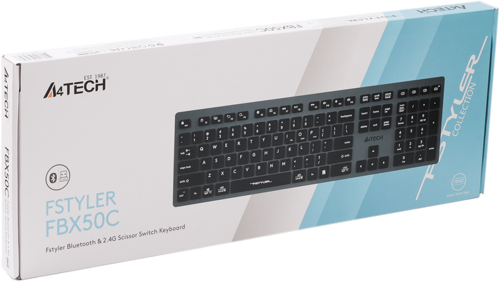Клавиатура беспроводная A4Tech FBX50C USB/Bluetooth Grey (4711421969697) - изображение 7