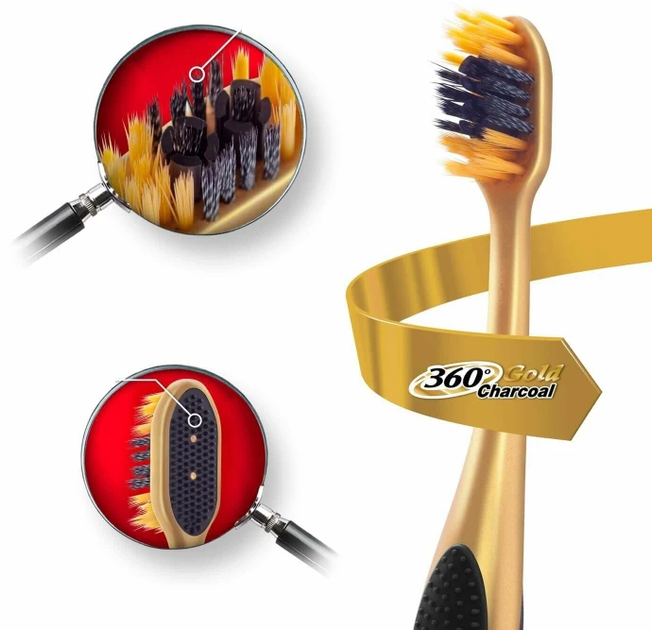 Щетка зубная Colgate 360 Древесный уголь Gold магкая щетина - изображение 8