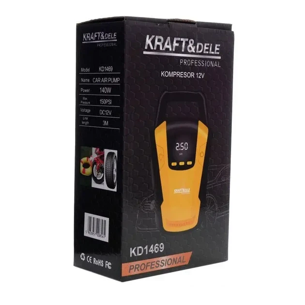 Компрессор для автомобиля портативный Kraft&Dele KD1469 12в - изображение 6