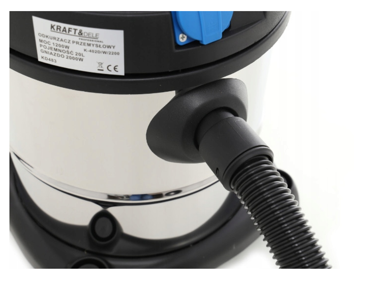 Промисловий пилосос для сухого та вологого збирання KD483 20l 1200w kraft&dele - Фото 7 Промисловий пилосос для сухого та вологого збирання KD483 20l 1200w kraft&dele - зображення 7